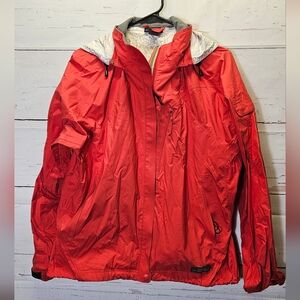 REI Co-op Rain Jacket/ Windbreaker Red Hooded Jacket Size L